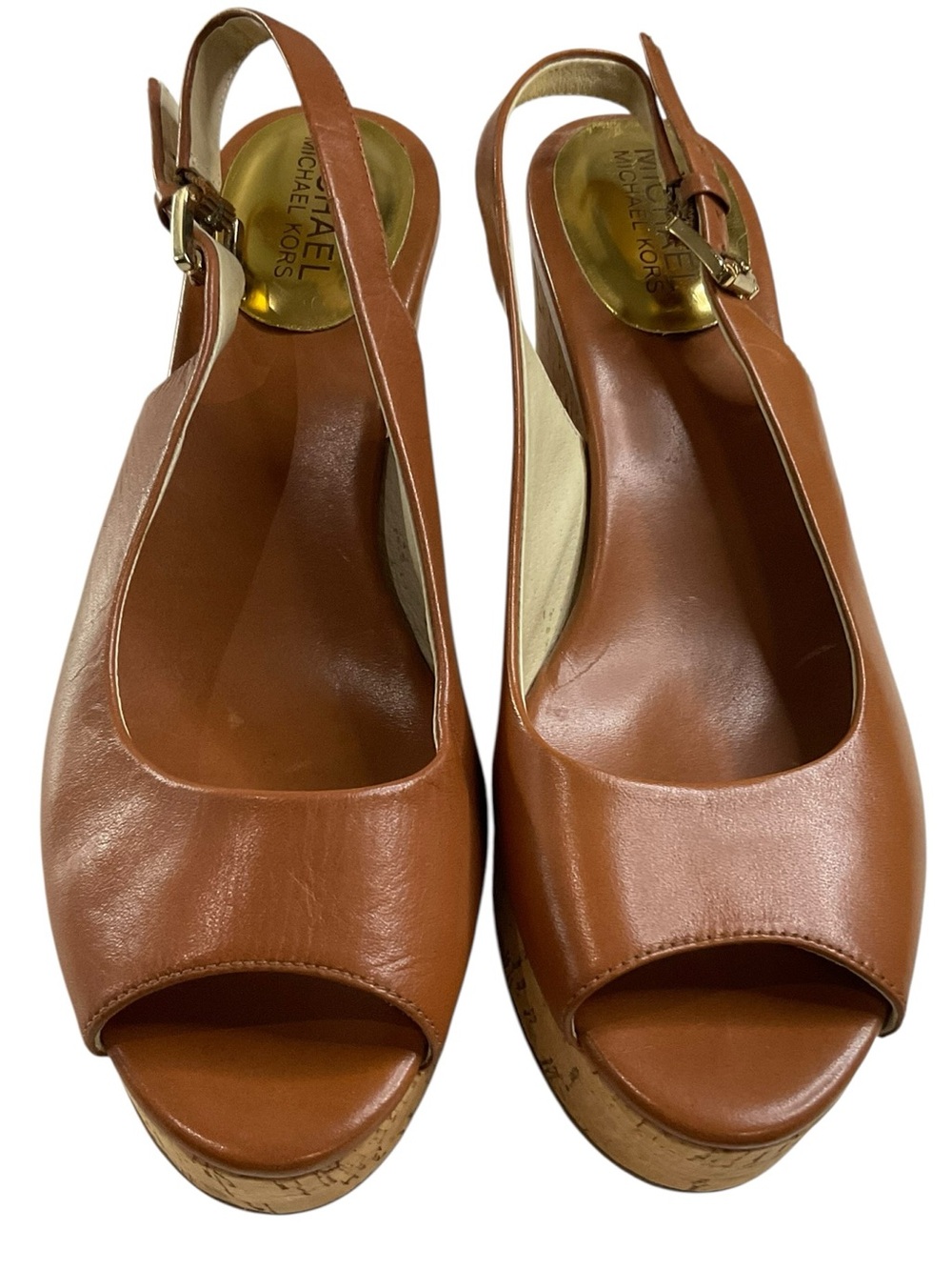 MICHAEL Michael Kors Brown Cork Wedge Slingback Sandals - Picture 6 of 12